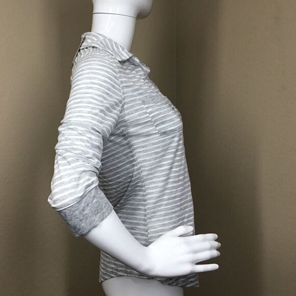 Almost Famous Knit Striped Button-Down Top C4 - Picture 3 of 7